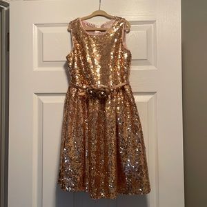 Rose gold sequin girls dress size 7/8